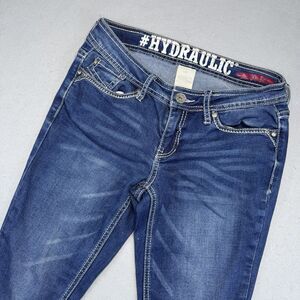 Hydraulic Womens Jeans Size 5/6 Blue Denim Distressed Raw Hem Embellished Pocket
